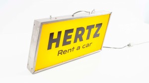 Q102 1960s Hertz Single-Sided Backlit Plastic Hanging Sign 01